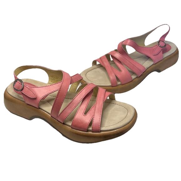 Dansko Women's Lolita Pink Leather Strappy Platform Sandal Size EU 43/US 12.5-13 - Picture 1 of 13